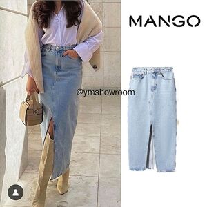 Mango Light Blue Denim Maxi Skirt